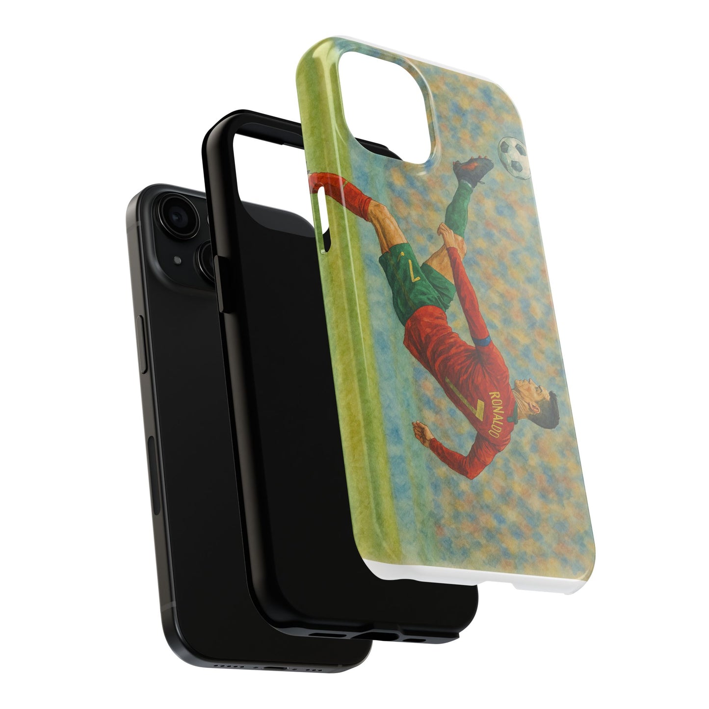 Ronaldo Watercolor iPhone Case, Soccer Player Gift, Sports Fan Accessory, Protective Phone Cover, Athlete Fan Merch