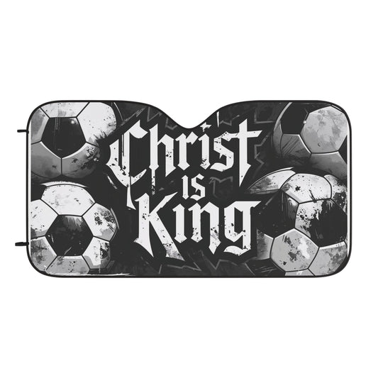 Car Sun Shade - Soccer Themed Christ is King Design